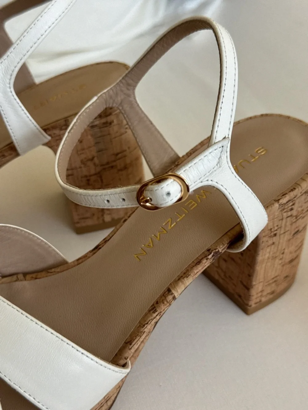 Stuart Weitzman Dayna Platform off White cork Sandal size 9 NWOT